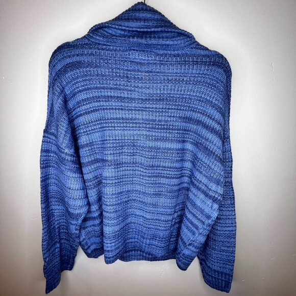 Aerie Womens Knit Quarter-Zip Sweater Size Medium Blue Green Trim NWT - Picture 6 of 7